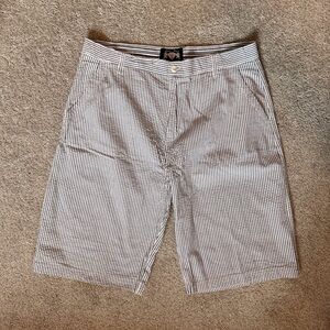 Lion’s Crest Men’s Shorts - White & Navy Striped